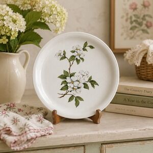 Vintage Homer Laughlin Debutante Dogwood Dinner Plate White Floral 1960s